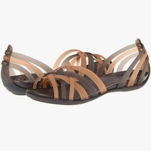 CROCS Isabella Huarache Sandals - espresso/bronze colorway - Size 6